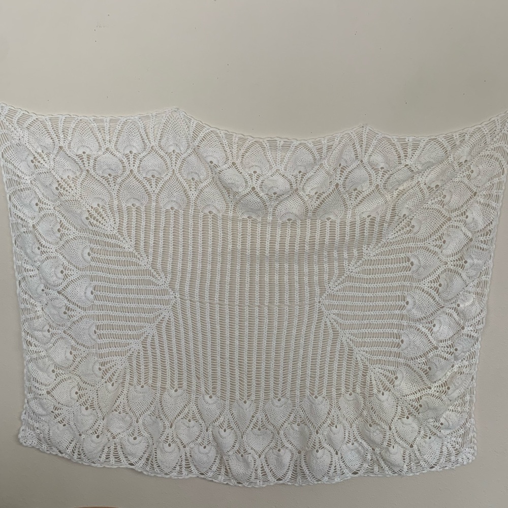 Rectangle Ivory Crochet Tablecloth 53”L x 45”W
